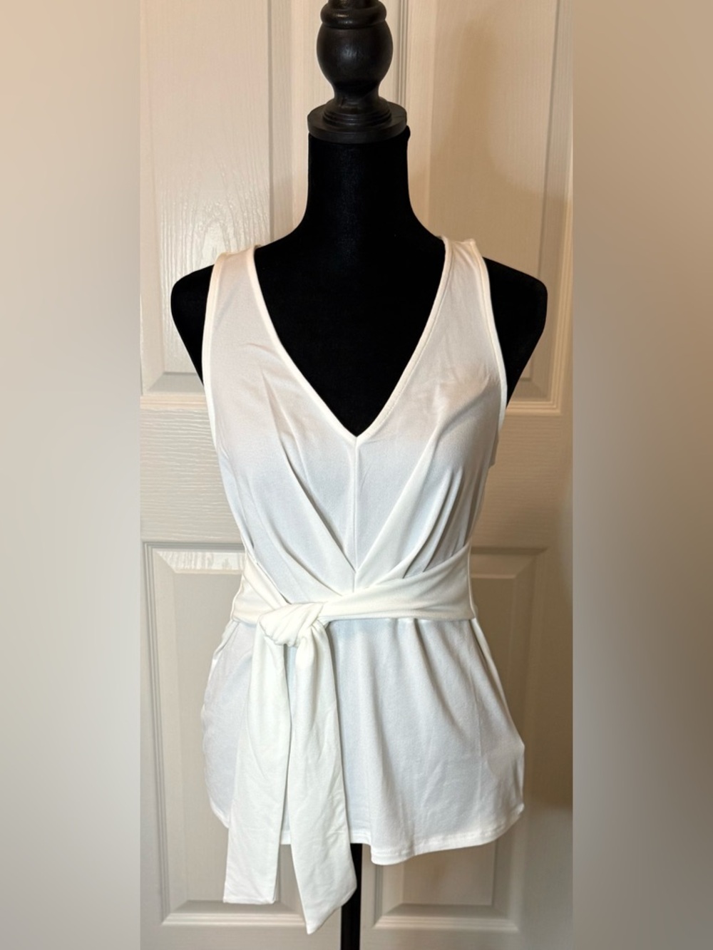 Express V-Neck Sleeveless Wrap Tie top
